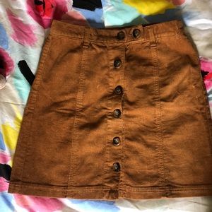 Brown Corduroy Mini Skirt